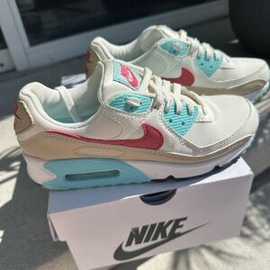 Nike Air Max Sneakers in Cream, Red, and Teal
